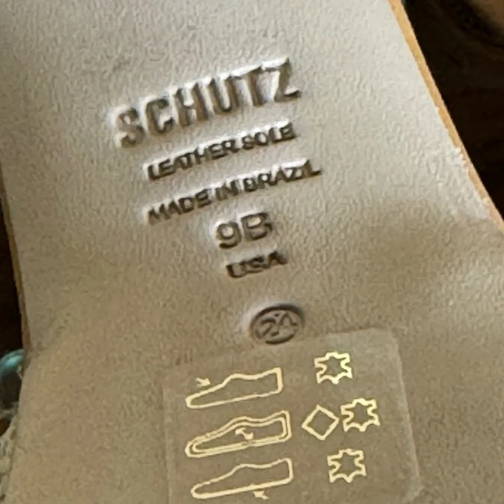 Schutz Blisse Platform Sandals - Nude Caramel - size 9